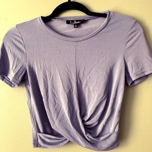 Lulu's All-Access Pass Washed Blue Crop Top